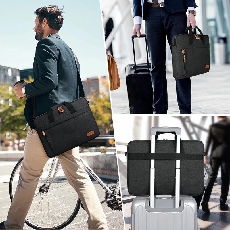 Estarer Laptop Bag 17-17.3 Inch, Computer Bags For Men Water-Resistant Canvas Laptop Case Slim Laptop Sleeve Fits Hp/Dell/Asus/Lenovo/Acer, Dark Grey - Image 2